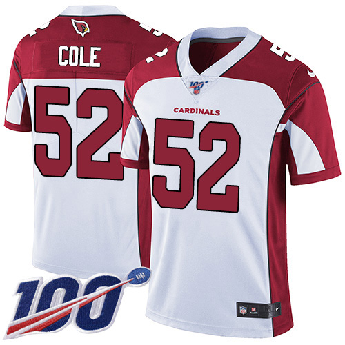 Arizona Cardinals #52 Mason Cole White Men's Stitched 100th Season Vapor Limited Jersey Men's