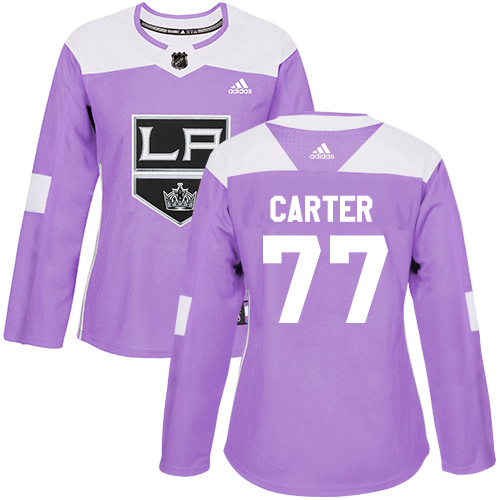 Adidas Los Angeles Kings #77 Jeff Carter Purple Authentic Fights Cancer Women's Stitched Jersey Womens