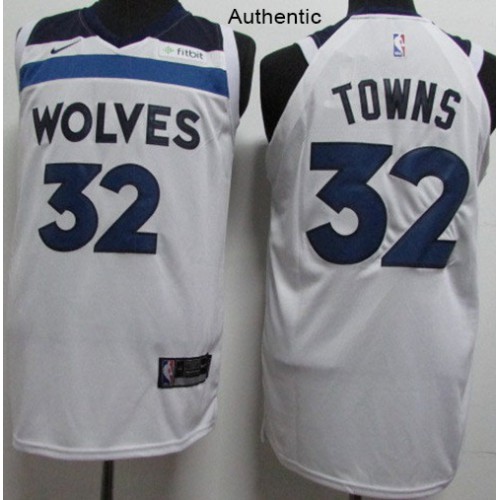 Minnesota Timberwolves #32 Karl-Anthony Towns White Authentic Association Edition Jersey Mens