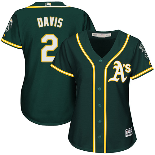 Oakland Athletics #2 Khris Davis Green Alternate Women's Stitched Jersey Womens