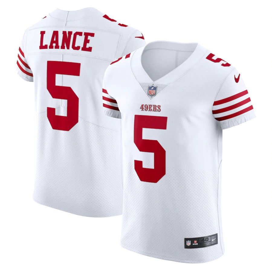 San Francisco 49ers #5 Trey Lance White Men's 2022-23 Authentic Stitched Vapor Untouchable Elite Jersey