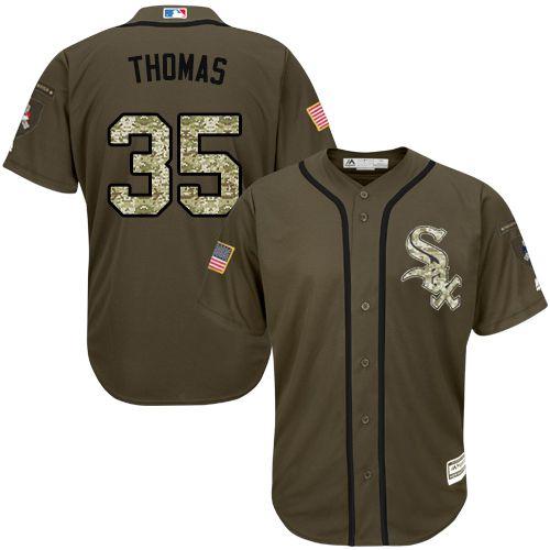 Chicago White Sox #35 Frank Thomas Green Salute to Service Stitched Youth Jersey Youth