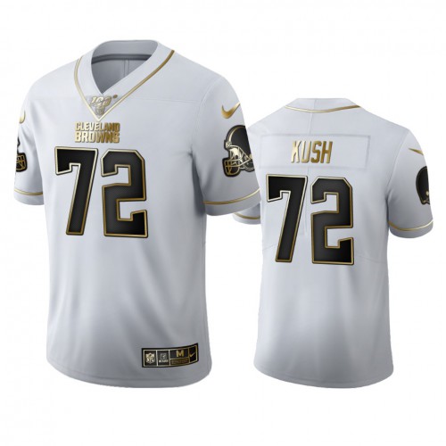 Cleveland Cleveland Browns #72 Eric Kush Men's White Golden Edition Vapor Limited 100 Jersey Men's