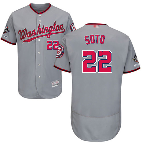 Washington Nationals #22 Juan Soto Grey Flexbase Authentic Collection 2019 World Series Champions Stitched Jersey Men's