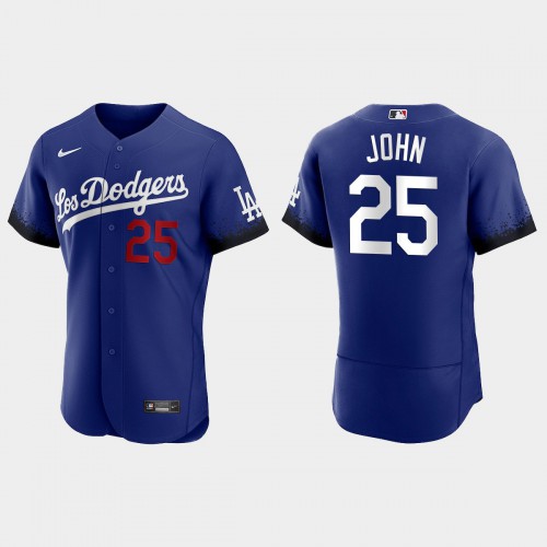 Los Angeles Los Angeles Dodgers #25 Tommy John Men's 2021 City Connect Authentic Jersey Royal Men's