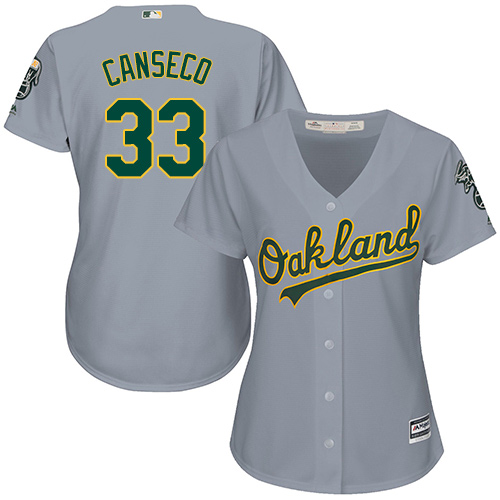 Oakland Athletics #33 Jose Canseco Grey Road Women's Stitched Jersey Womens