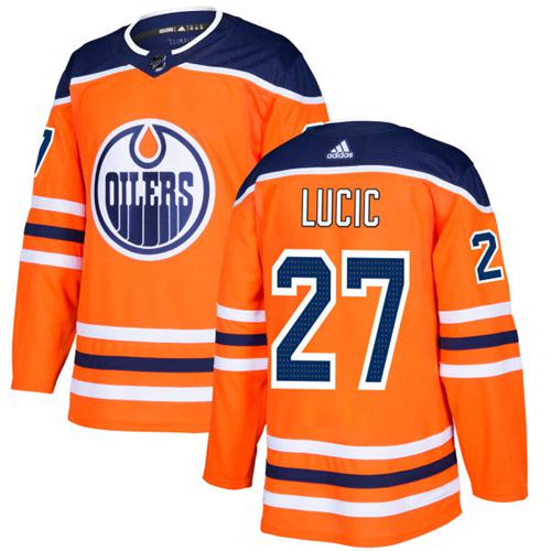 Adidas Edmonton Oilers #27 Milan Lucic Orange Home Authentic Stitched Youth Jersey Youth