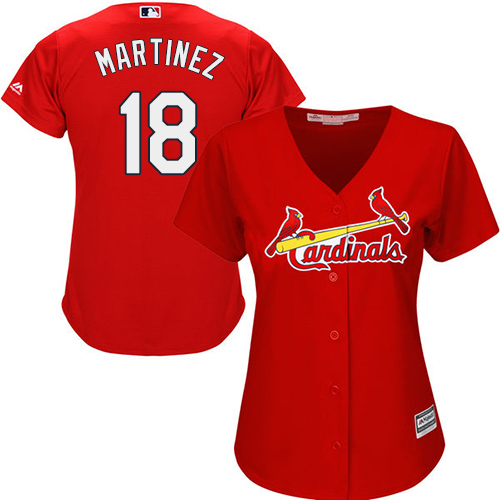 St.Louis Cardinals #18 Carlos Martinez Red Alternate Women's Stitched Jersey Womens