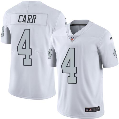 Raiders #4 Derek Carr White Youth Stitched Limited Rush Jersey