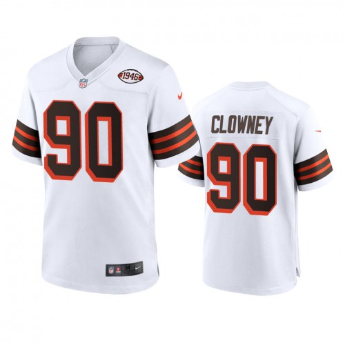 Men's Cleveland Browns #90 Jadeveon Clowney 1946 Collection Alternate Game Limited Jersey - White Men's
