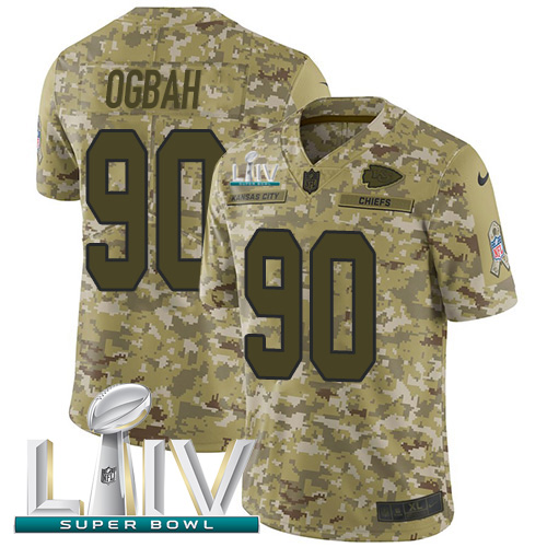 Kansas City Chiefs #90 Emmanuel Ogbah Camo Super Bowl LIV 2020 Men's Stitched Limited 2018 Salute To Service Jersey Men's