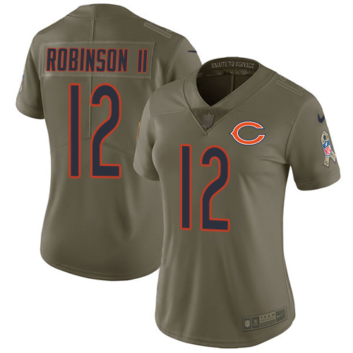 Chicago Bears #12 Allen Robinson II Olive Women's Stitched Limited 2017 Salute to Service Jersey Womens