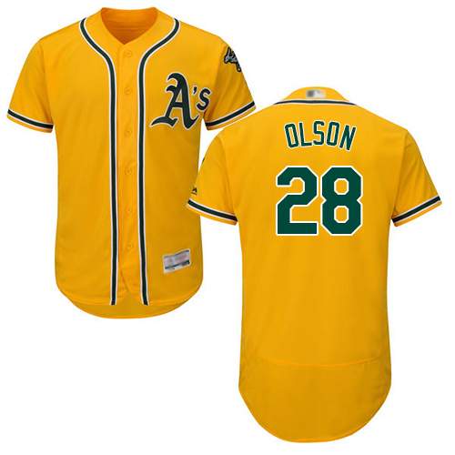 Oakland Athletics #28 Matt Olson Gold Flexbase Authentic Collection Stitched Jersey Men's