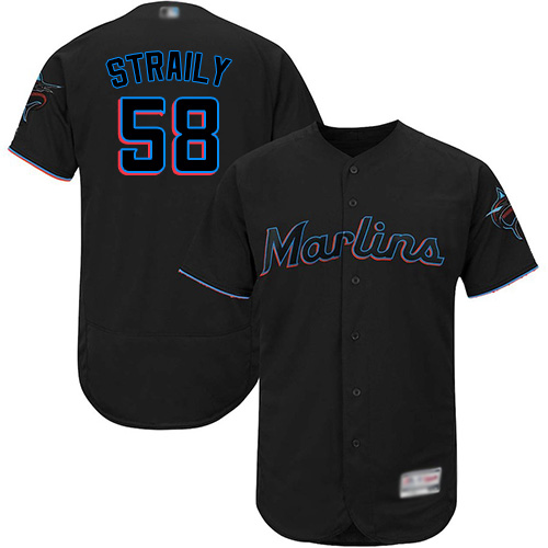 Miami Marlins #58 Dan Straily Black Flexbase Authentic Collection Stitched Jersey Men's