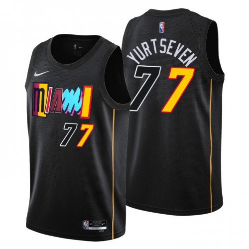 Miami Miami Heat #77 Omer Yurtseven Mens Black 2021/22 Swingman Jersey - City Edition Mens