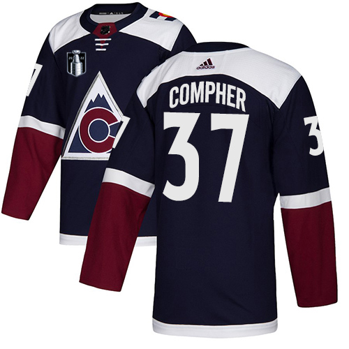 Adidas Colorado Avalanche #37 J.T. Compher Navy Youth 2022 Stanley Cup Final Patch Alternate Authentic Stitched Jersey Youth