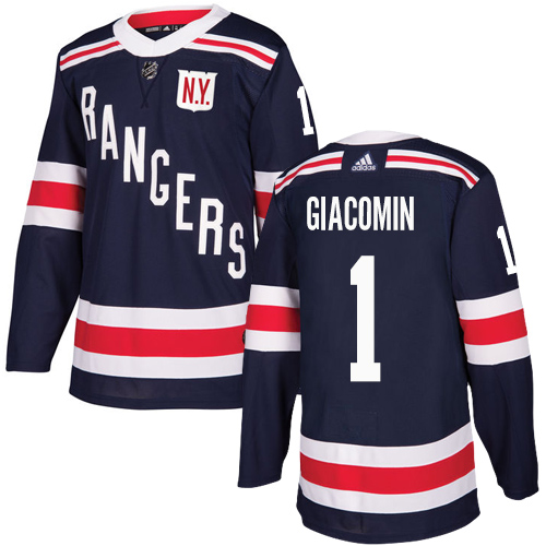 Adidas New York Rangers #1 Eddie Giacomin Navy Blue Authentic 2018 Winter Classic Stitched Jersey Men's