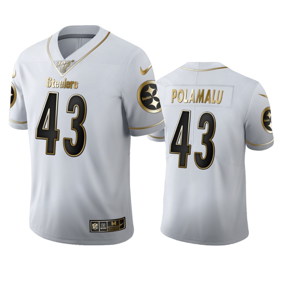 Pittsburgh Steelers #43 Troy Polamalu Men's White Golden Edition Vapor Limited 100 Jersey
