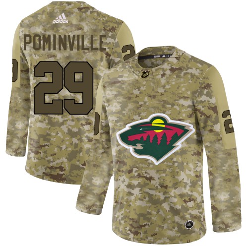 Adidas Minnesota Wild #29 Jason Pominville Camo Authentic Stitched Jersey Men's
