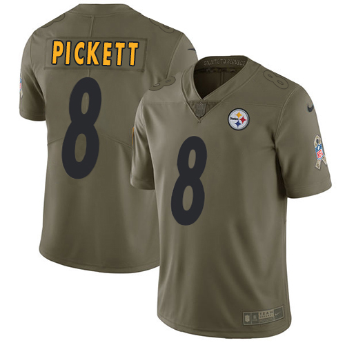 Steelers #8 Kenny Pickett Olive Youth Stitched Limited 2017 Salute To Service Jersey