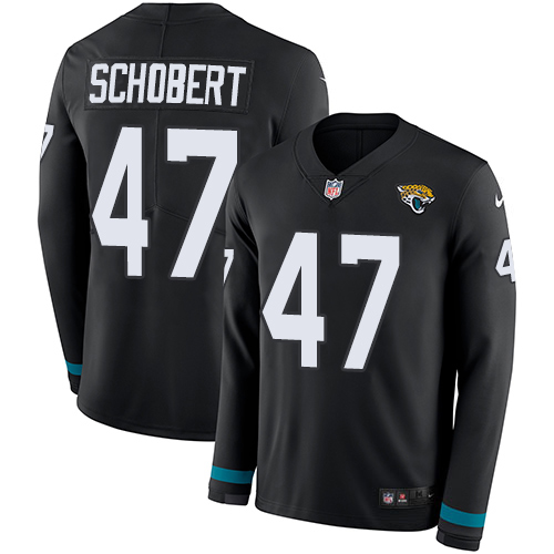 Jacksonville Jaguars #47 Joe Schobert Black Team Color Youth Stitched Limited Therma Long Sleeve Jersey Youth