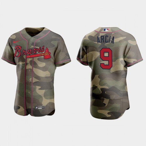 Atlanta Atlanta Braves #9 Orlando Arcia Men's 2021 Armed Forces Day Authentic Jersey -Camo Men's