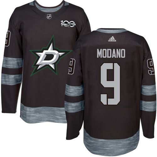 Adidas Dallas Stars #9 Mike Modano Black 1917-2017 100th Anniversary Stitched Jersey Men's