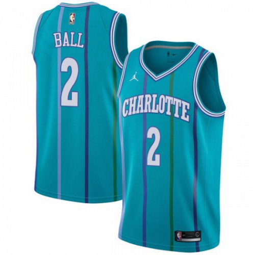 Charlotte Hornets #2 LaMelo Ball Aqua Jordan Swingman Hardwood Classics Jersey Mens