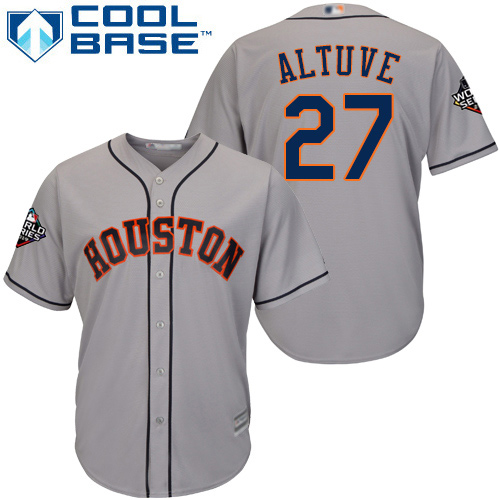 Houston Astros #27 Jose Altuve Grey New Cool Base 2019 World Series Bound Stitched Jersey Men's