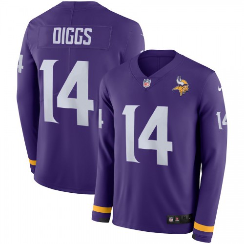 Men's Minnesota Vikings #14 Stefon Diggs Purple Team Color Men's Stitched Limited Therma Long Sleeve Jersey Men's