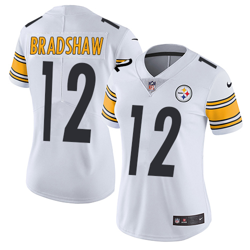 Steelers #12 Terry Bradshaw White Women's Stitched Vapor Untouchable Limited Jersey