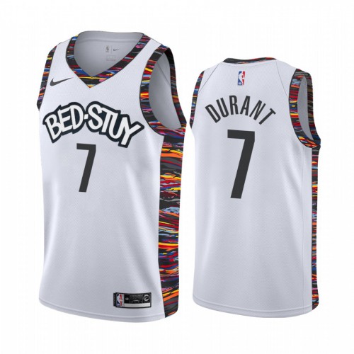 Brooklyn Nets #7 Kevin Durant Mens 2019-20 White BED-STUY City Edition Stitched Jersey Mens