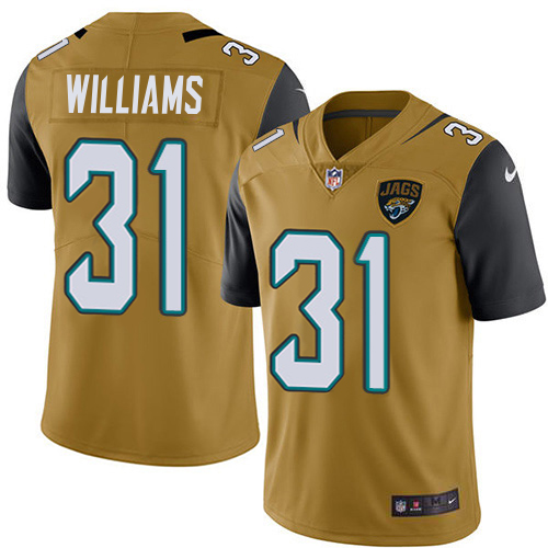 Jaguars #31 Darious Williams Gold Men's Stitched Limited Rush Jersey
