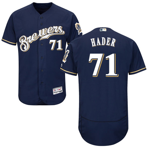 Milwaukee Brewers #71 Josh Hader Navy Blue Flexbase Authentic Collection Stitched Jersey Men's