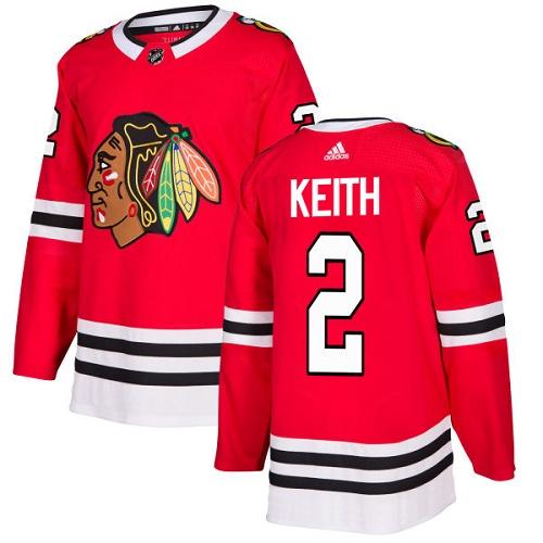 Adidas Chicago Blackhawks #2 Duncan Keith Red Home Authentic Stitched Jersey Men's