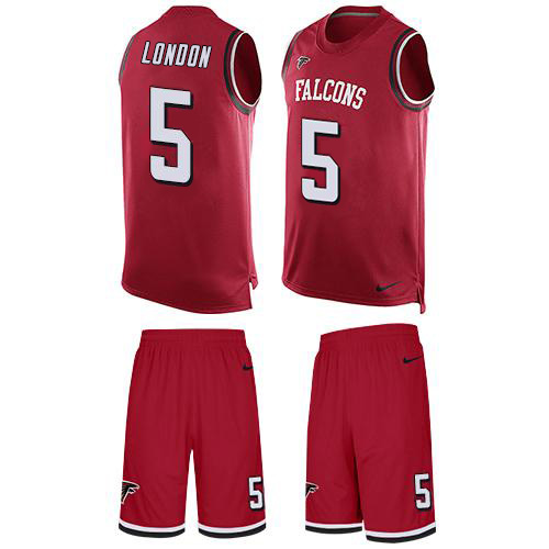 Falcons #5 Drake London Red Team Color Men's Stitched Limited Tank Top Suit Jersey