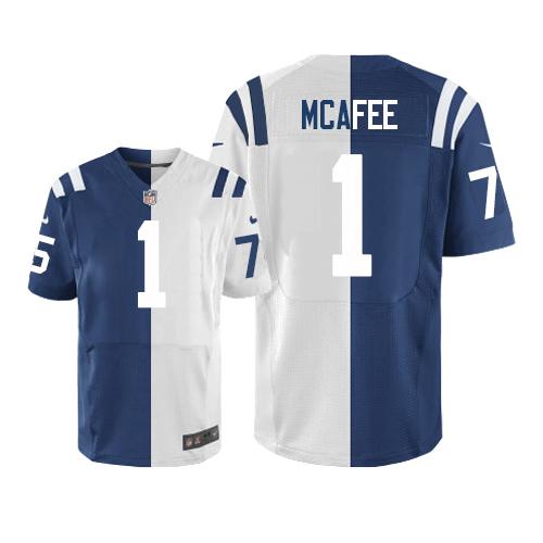 Indianapolis Colts #1 Pat McAfee Royal Blue/White Men's Stitched Elite Split Jersey Men's