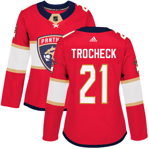 Adidas Florida Panthers #21 Vincent Trocheck Red Home Authentic Women's Stitched Jersey Womens