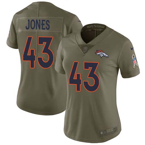 Denver Broncos #43 Joe Jones Olive Women's Stitched Limited 2017 Salute To Service Jersey Womens