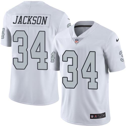 Raiders #34 Bo Jackson White Youth Stitched Limited Rush Jersey