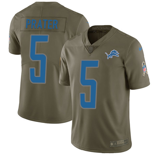 Detroit Lions #5 Matt Prater Olive Men's Stitched Limited 2017 Salute to Service Jersey Men's