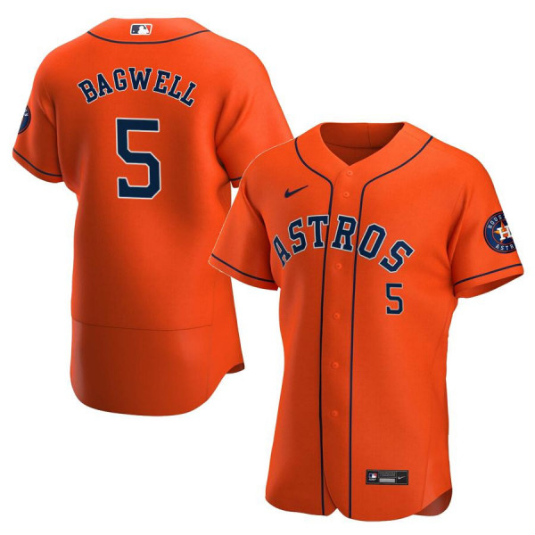 Men's Houston Astros 5 Authentic Orange Alternate 2020 Jeff Bagwell Jersey