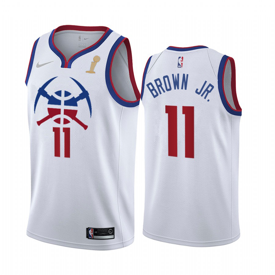 Denver Nuggets #11 Bruce Brown Jr. White Swingman Women's 2023 Finals Champions Earned Edition Jersey