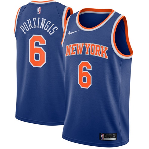 New York Knicks #6 Kristaps Porzingis Blue Youth Swingman Icon Edition Jersey Youth