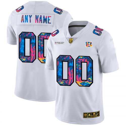 Cincinnati Bengals Custom Men's White Multi-Color 2020 Crucial Catch Limited Jersey