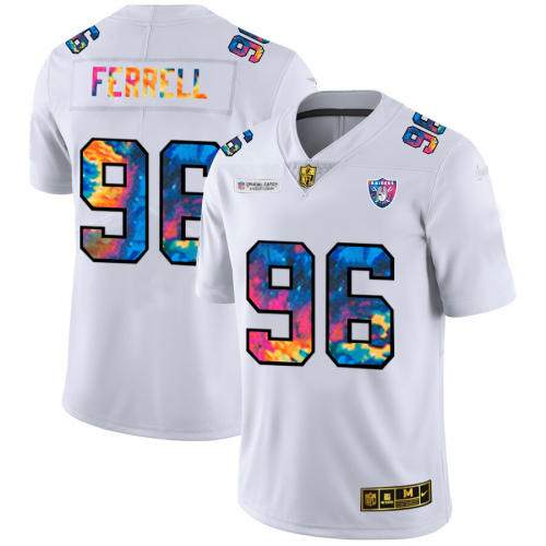 Las Vegas Las Vegas Raiders #96 Clelin Ferrell Men's White Multi-Color 2020 Crucial Catch Limited Jersey Men's