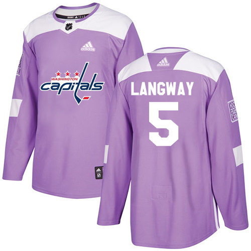 Adidas Washington Capitals #5 Rod Langway Purple Authentic Fights Cancer Stitched Jersey Men's