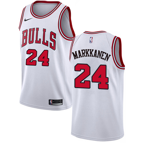 Chicago Bulls #24 Lauri Markkanen White Womens Swingman Association Edition Jersey Womens