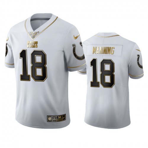 Indianapolis Indianapolis Colts #18 Peyton Manning Men's White Golden Edition Vapor Limited 100 Jersey Men's