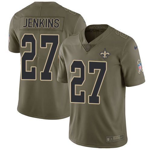New Orleans Saints #27 Malcolm Jenkins Olive Men's Stitched Limited 2017 Salute To Service Jersey Men's